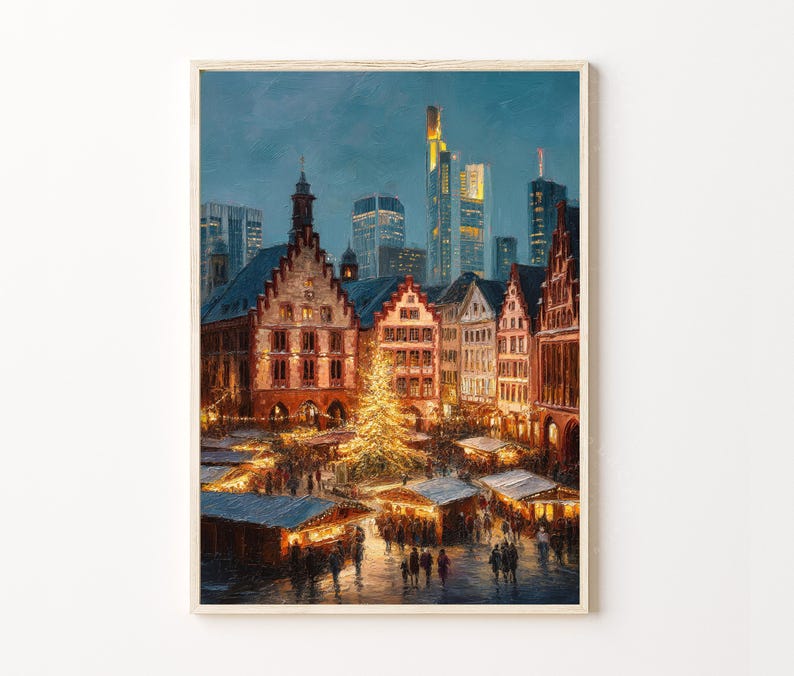 German Fun Poster Frankfurt Germany Travel Poster | Frankfurt Christmas Market Art ...