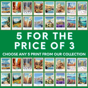 Lot de 5 - affiche de voyage, cadeaux de voyage, affiche du parc national, décoration d'intérieur, art mural de voyage, lot de 5 impressions