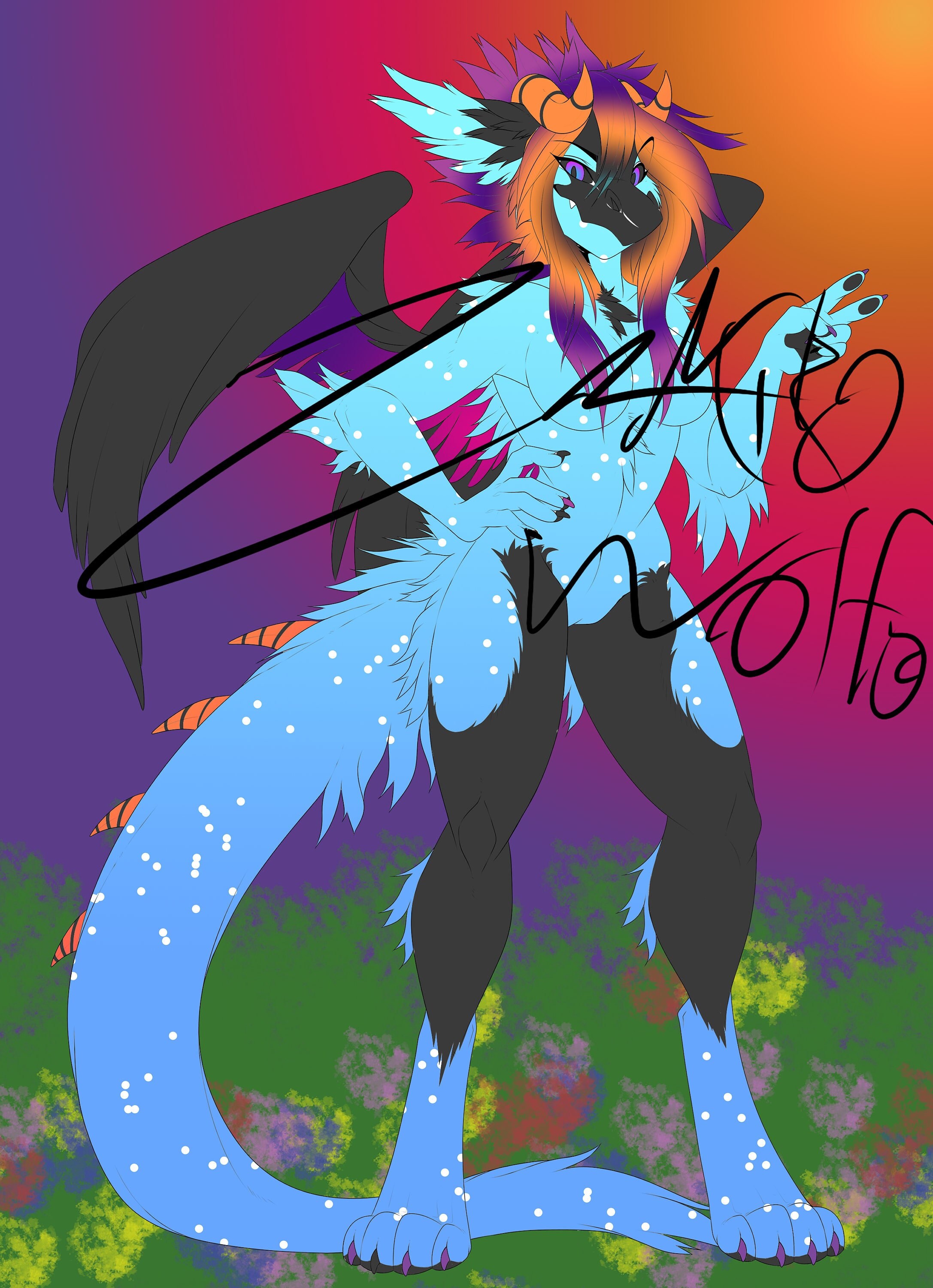 Dragon Wolf Hybrid Anthro