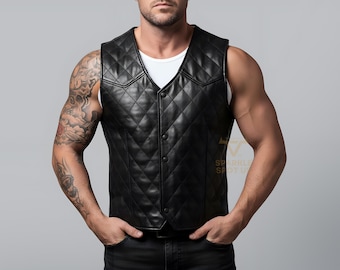 Chaleco de piel de oveja artesanal: Chaleco negro a medida, chaleco de piel para hombre, chaleco de piel, regalo para él.