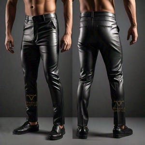 Echte leren broek - zwarte vrijetijdsbroek - heren bikerbroek - aangepaste leren jeans - cadeau voor de mens - handgemaakte leren broek
