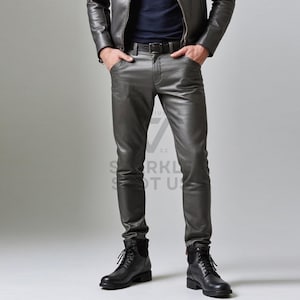 Leather Jeans for Mens - Men&#39;s Genuine Sheep Leather Pants - Black Pants - Handmade Real Leather Pants