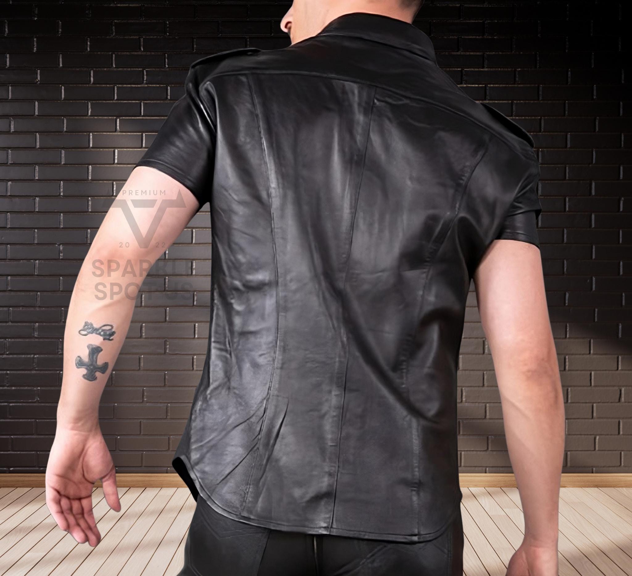 Handmade Sheep Leather Shirt: Men's Black Biker Uniform - Etsy