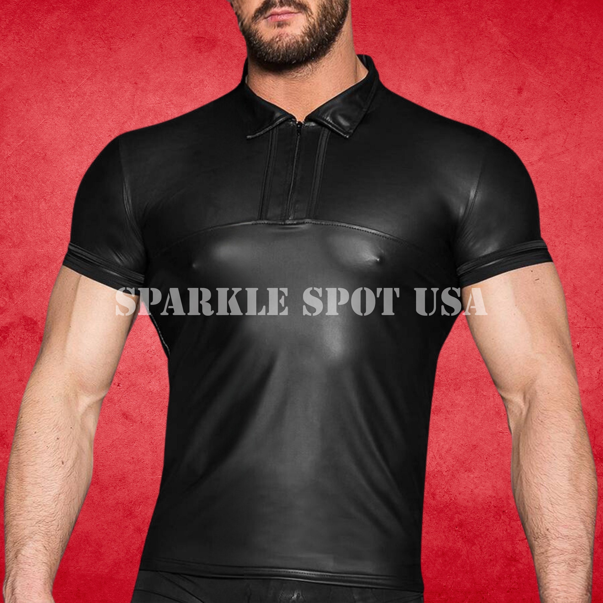 Men's Handmade Sheep Leather Polo Shirt - Black Genuine Leather - Etsy