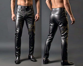 Handmade Sheep Leather Biker Pants: Men's Custom Black Jeans