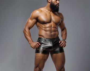 Hand Crafted Genuine Sheep Leather Gym Shorts: Mens Booty Shorts