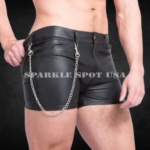 Mens Black Real Sheep Leather Shorts, Booty Shorts, Summer Shorts, Gift for Men, Gym Shorts, Handmade Genuine Leather Shorts