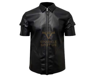 Men's Genuine Sheep Leather Shirt: Handmade Biker Cosplay Top
