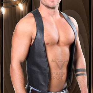 Custom Leather Vest, Genuine Black Leather Vest For Men, Handmade Leather Vest, Gift for Him, Mens Real Cow Leather Vest