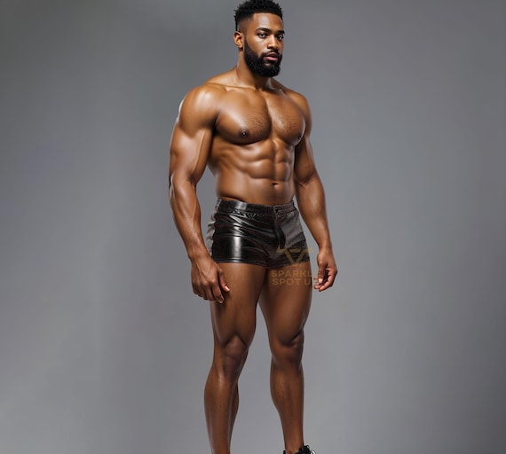 Hand Crafted Genuine Sheep Leather Gym Shorts: Mens Booty Shorts