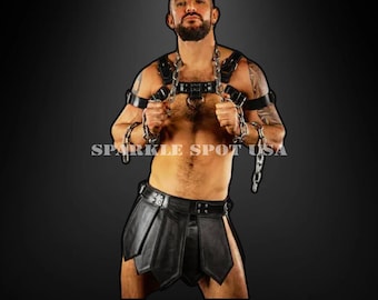 Arnés de cuero para kilt hecho a mano: disfraz de gladiador para cosplay