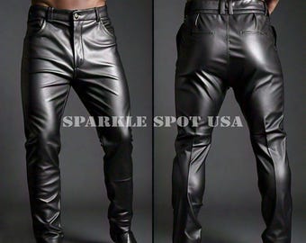Handmade Sheep Leather Biker Pants - Black Leather Jeans
