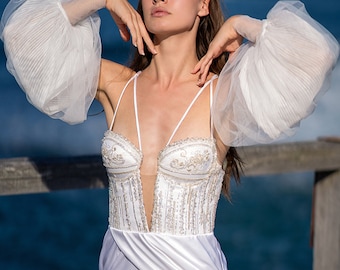Pleated Sleeves. Bridal Wear.