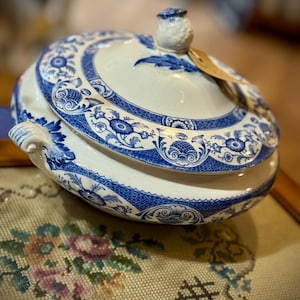 Vintage Blue & White Ashworth Tureen
