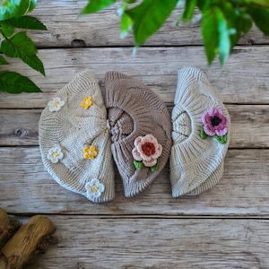 Blooming Beret: Wool Beret with Handmade Crochet Flower Applique