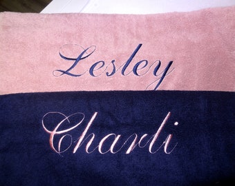 Personalised Bath towel - Script - Beautifully embroidered (no stickers) QUICK DISPATCH - wedding, anniversary gifts