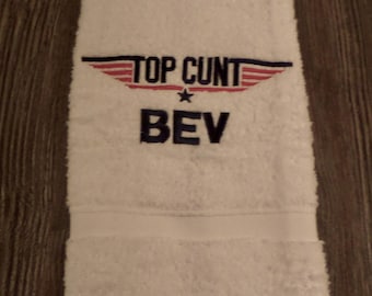 Personalised novelty RUDE face cloth - perfect secret Santa / funny gift for anyone who has a sense of humour !  quality towel - top gun