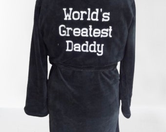 Personalised dressing gown - Navy - Any text you wish - embroidered gift - Super soft- quick dispatch