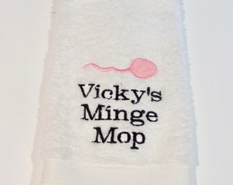 Personalised Funny / Rude face Cloth - Diff Colours - Embroidered Gift