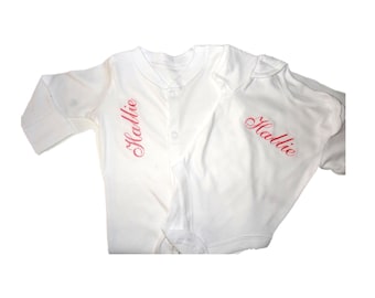 Personalised baby grow and vest set - Beautifully embroidered gift - boy / girl - diff colours - Free quick dispatch !