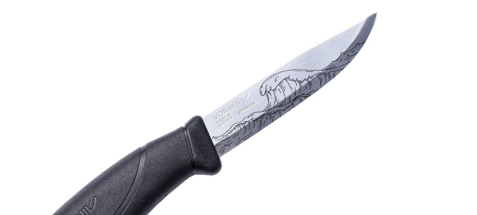 MORAKNIV Companion Knife wave Engraving Front & Back Gift Idea