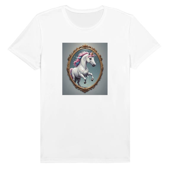 Surrealistic Unicorn in Mirror T-Shirt  | Unisex Performance Crewneck | Dreamlike Fantasy Tee | Soft, Breathable & Anti-Fade Design