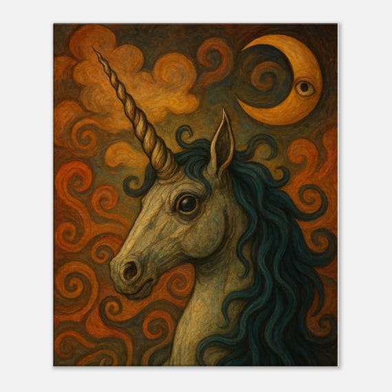 Ethereal Dream – Surreal Unicorn Wall Art Print | Mystical Fantasy Decor |  Fine Art Canvas | Dreamlike Mythical Creature Painting
