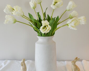 Faux White Parrot Tulip - Artificial Spring Flowers