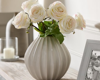 Faux White Rose Stem - Artificial Flowers