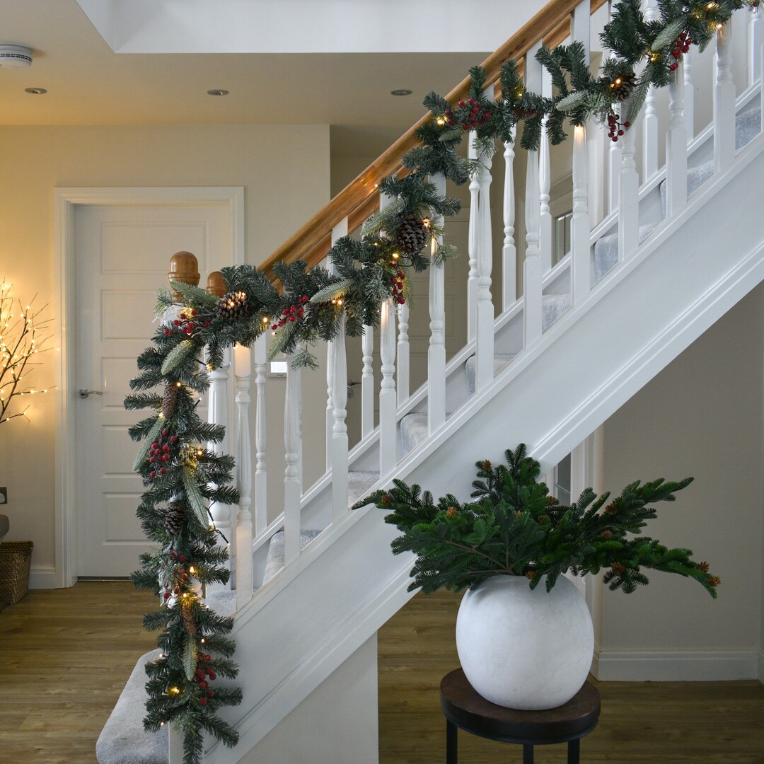 Frosted Garland With LED Lights Etsy UK