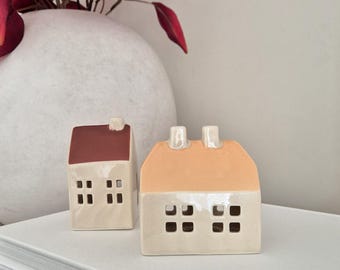 Hand-Painted Ceramic Houses Set – Nut Brown & Paprika, Broste Copenhagen