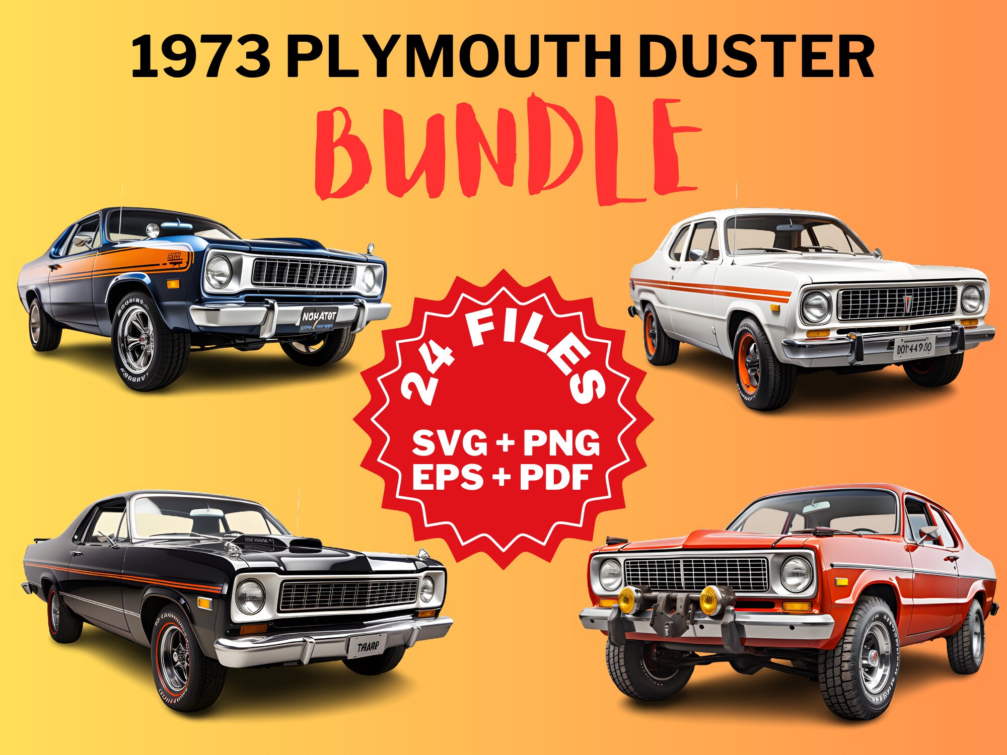 1973 Plymouth Duster Bundle Clipart Vector Graphic Instant Etsy
