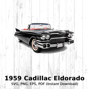 1959 Cadillac Eldorado, Classic Car, Clipart, Vector Graphic, Instant Download, svg, png, pdf, eps, Vintage, Retro, Classics