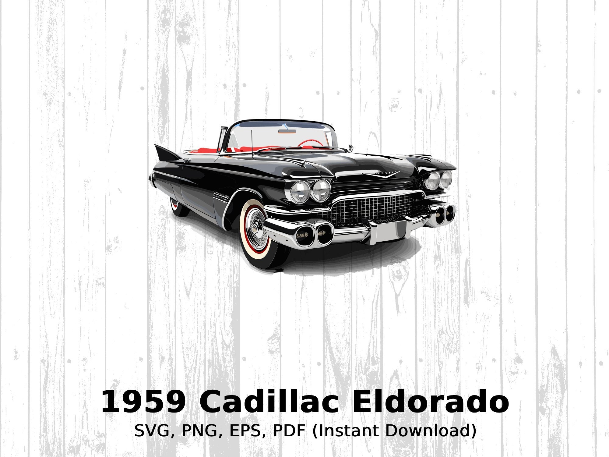 1959 Cadillac Eldorado, Classic Car, Clipart, Vector Graphic, Instant Download, svg, png, pdf, eps, Vintage, Retro, Classics