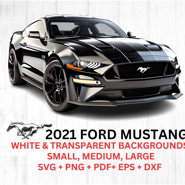 2021 Ford Mustang, Clipart Bundle, Muscle Car, Iconic American Car, Clipart, Printable, Ready to Print, SVG, png, eps, dxf, Commercial Use