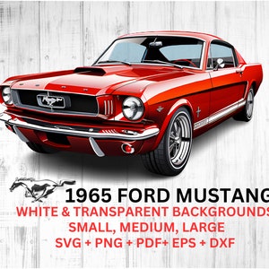 1965 Ford Mustang, Clipart Bundle, Vintage Car, Classic Car, Clipart, Printable, Ready to Print, SVG, png, eps, dxf, Commercial Use