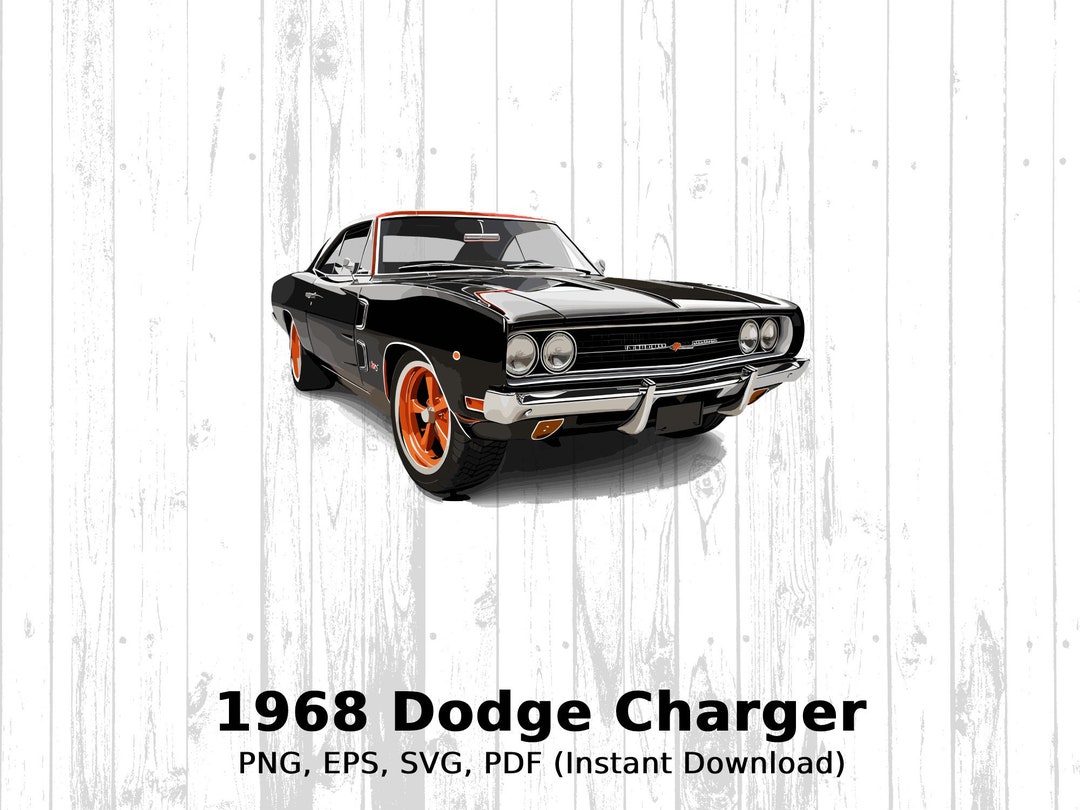 1968 Dodge Charger Clipart Cars Vector Graphic Instant - Etsy