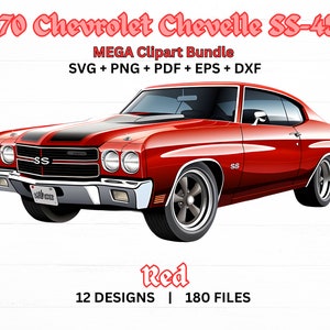 1970 Chevrolet Chevelle SS-454, Vintage Car, Clipart, Iconic Muscle Car, Classic Car, Ready to Print, SVG, png, eps, dxf, commercial use