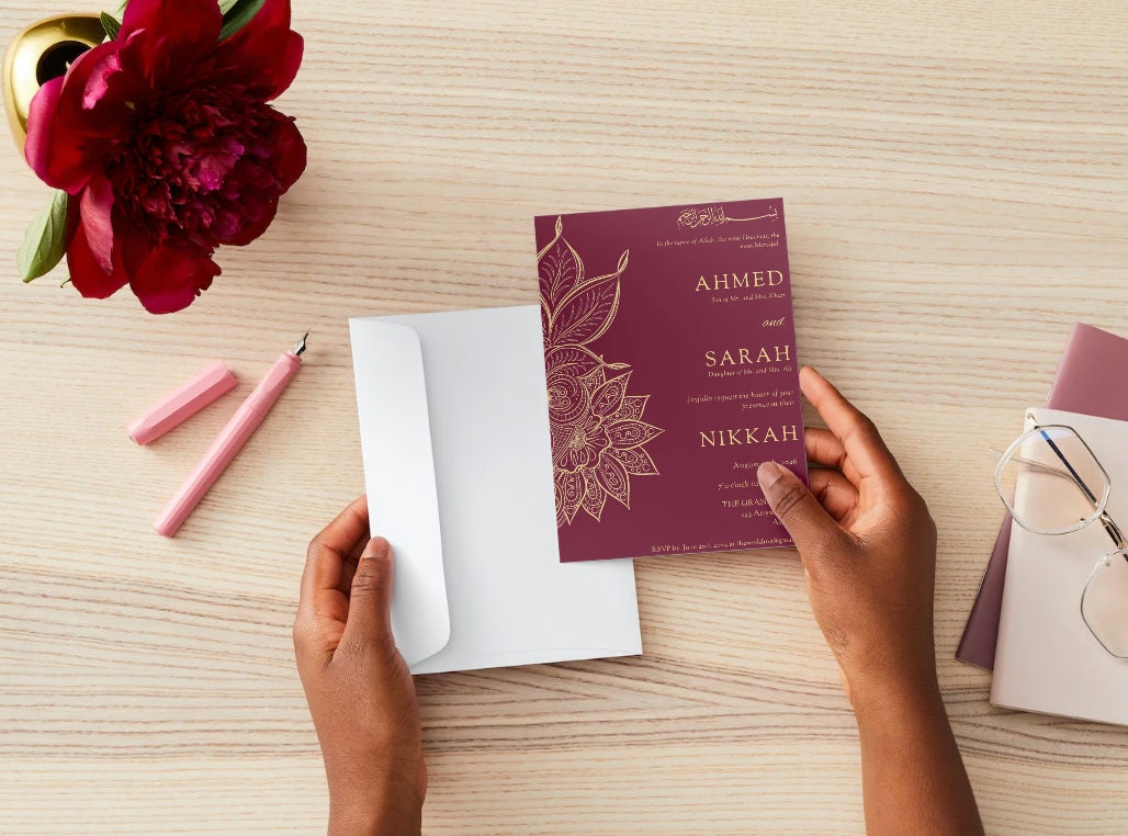 Vad Invitation Digital Islamic Wedding Invitation, Muslim Wedding Invite, Nikkah ...
