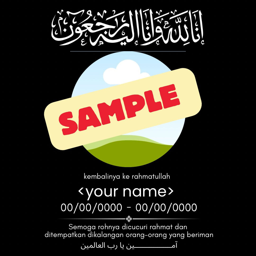 Editable Malay Muslim Death Announcement canva Pro - Etsy