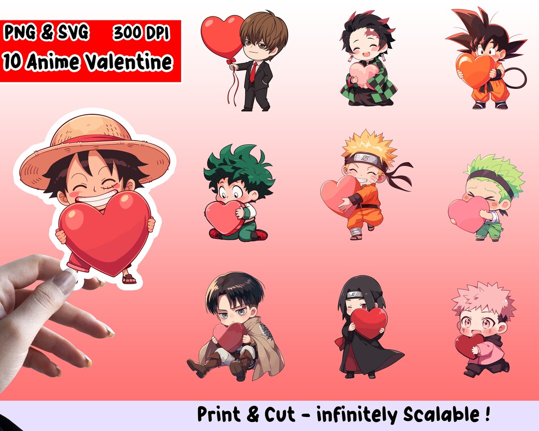 Anime Sticker PNG Pack, Anime Sticker Set, Anime PNG, Anime SVG, Sticker Design, Anime Clipart
