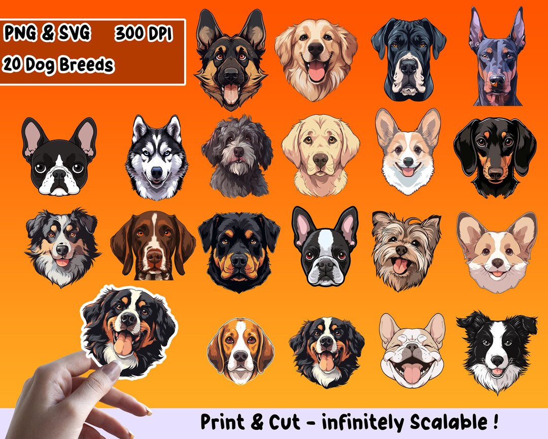 Dog PNG Stickers, Dog Breed Sticker Set, Dog Png, Dog SVG, Sticker