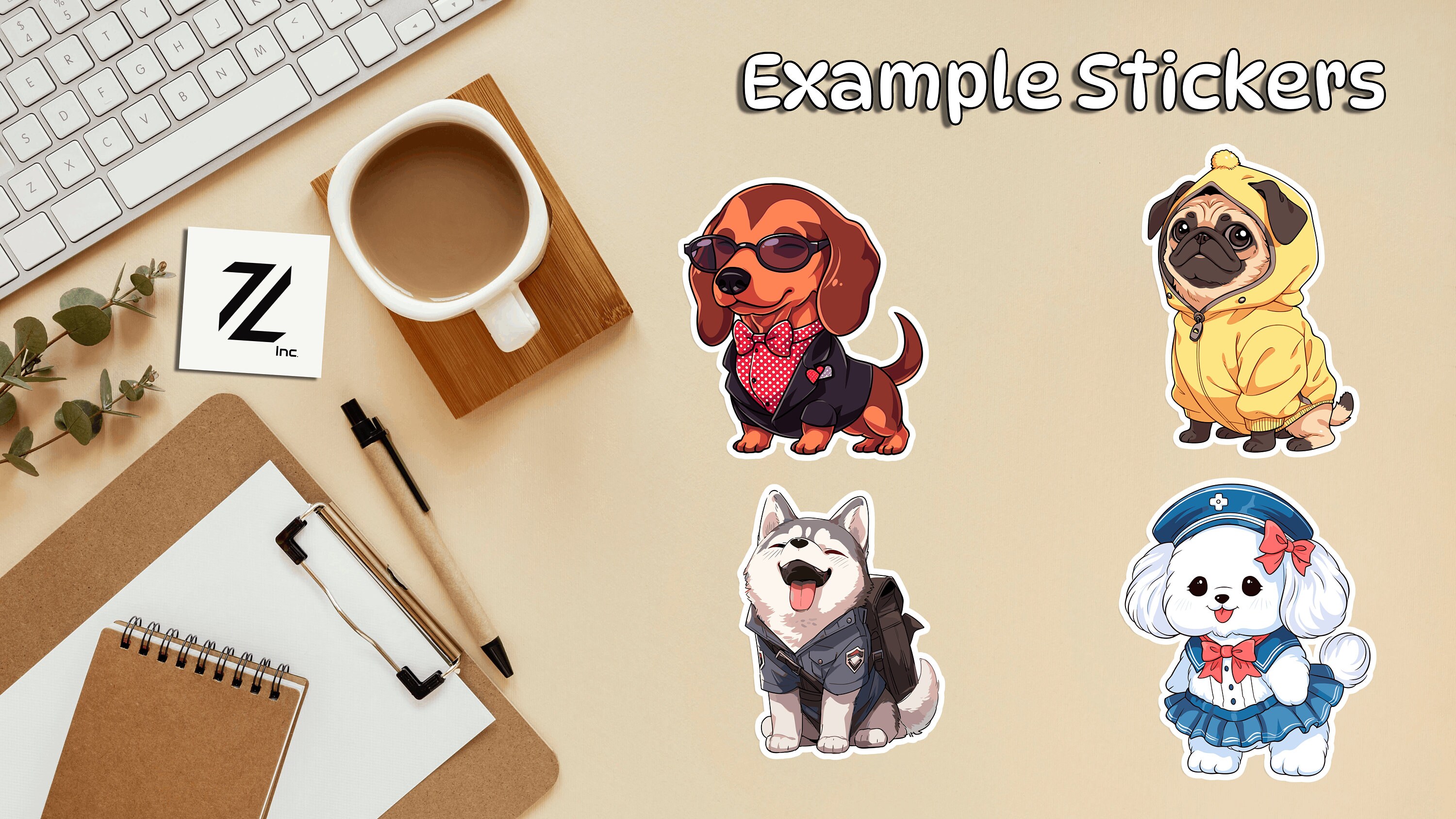 Dog PNG Stickers, Dog Costume Sticker Set, Dog Png, Dog SVG, Sticker ...