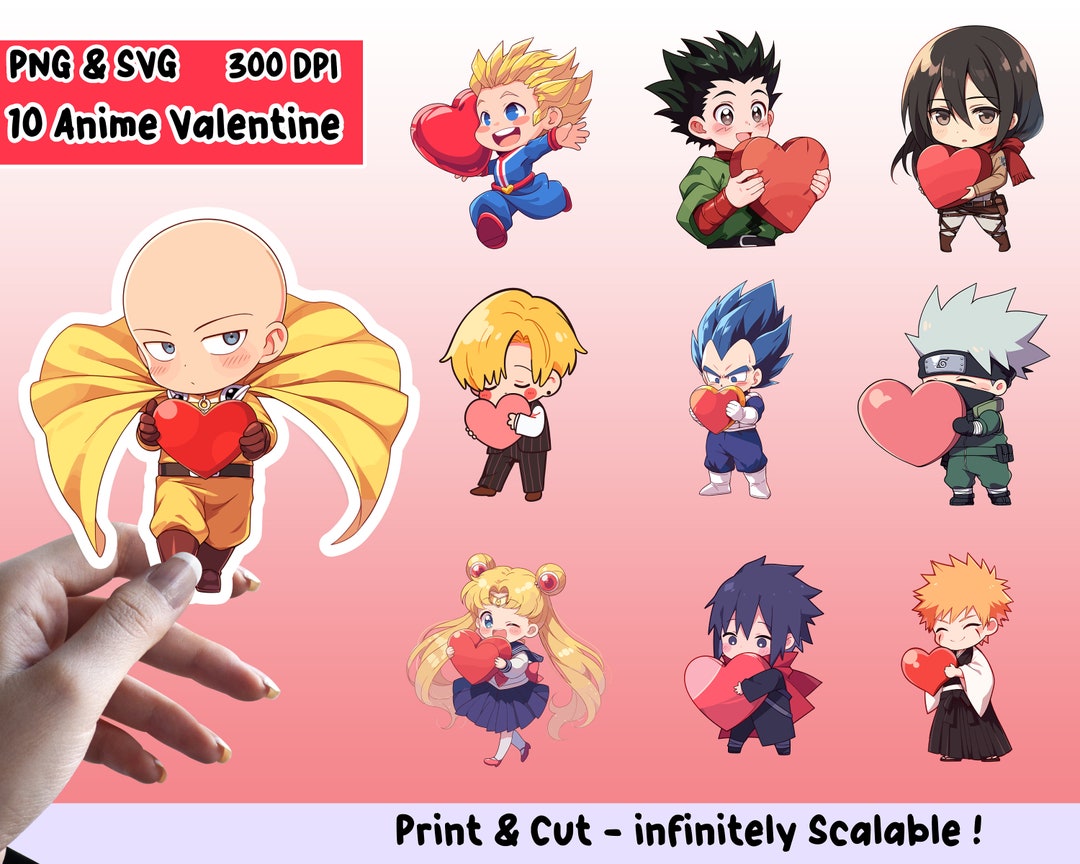 Anime Sticker PNG Pack, Anime Sticker Set, Anime PNG, Anime SVG, Sticker Design, Anime Clipart
