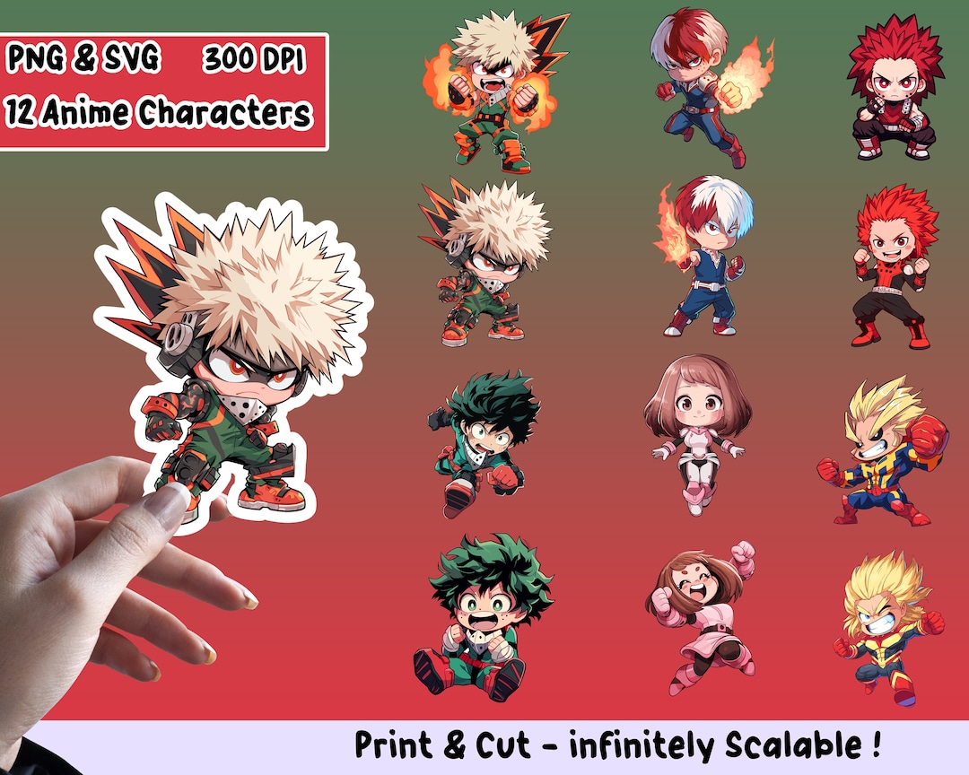 Anime Sticker PNG Pack, Anime Sticker Set, Anime PNG, Anime SVG, Sticker Design, Anime Clipart