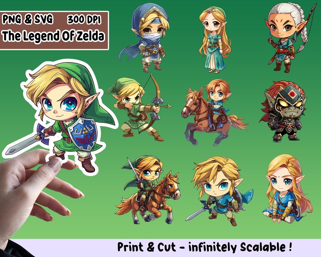 Zelda PNG Pack, Zelda Sticker Set, Zelda PNG, Zelda SVG, Sticker Design