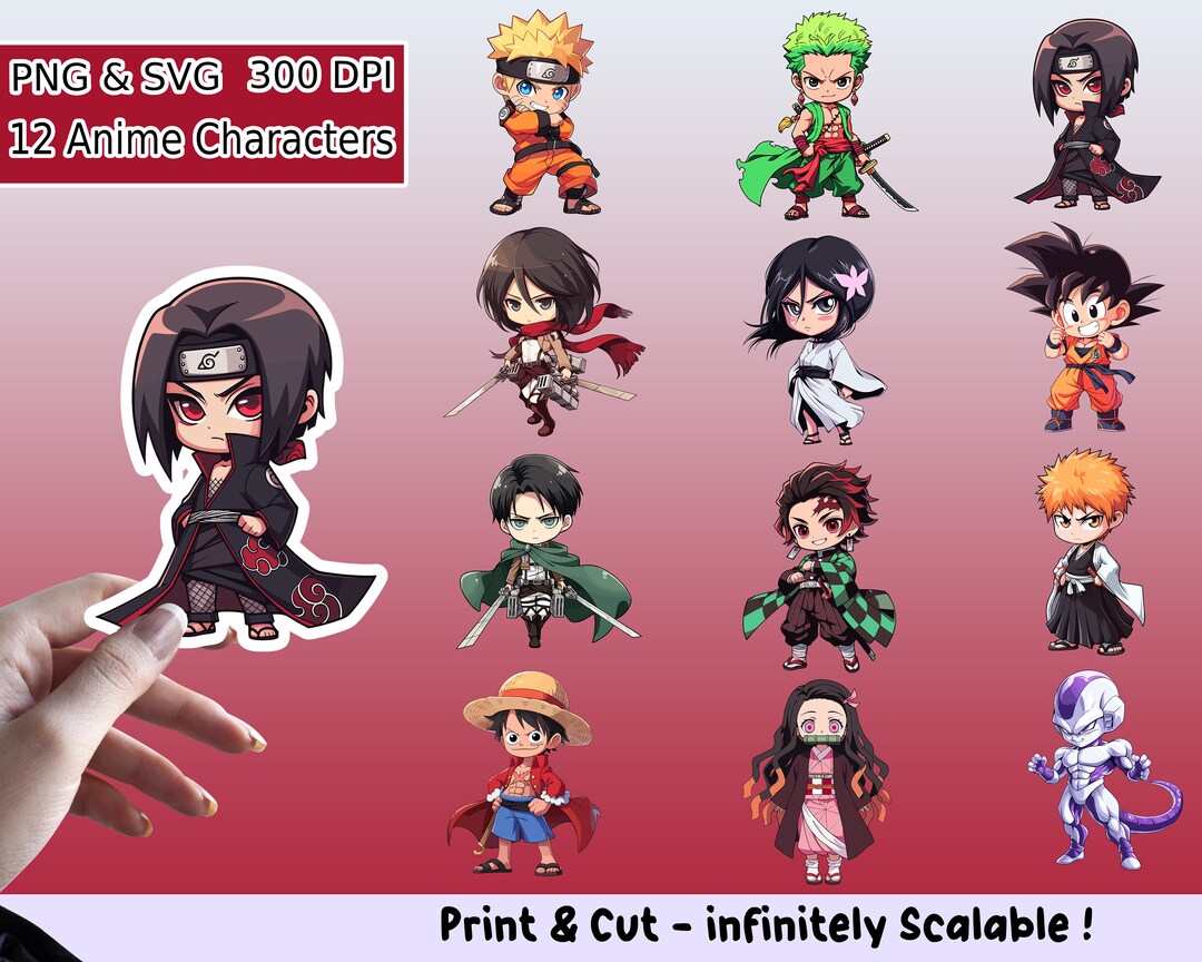 Anime Sticker PNG Pack, Anime Sticker Set, Anime PNG, Anime SVG, Sticker Design, Anime Clipart