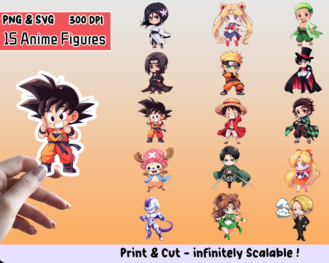 Anime Sticker PNG Pack, Anime Sticker Set, Anime PNG, Anime SVG, Sticker Design, Anime Clipart