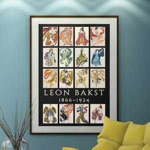 Leon Bakst. Huge 24x36 inch poster print with 16 classic Bakst designs, 12x18 also available. Costume design for the ballet &quot;Cleopatra&quot;