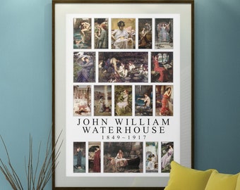 John William Waterhouse. Enorme impressão de pôster de 24 x 36 polegadas com 18 pinturas clássicas de Waterhouse. 12x18 também disponível, Pré-Rafaelitas